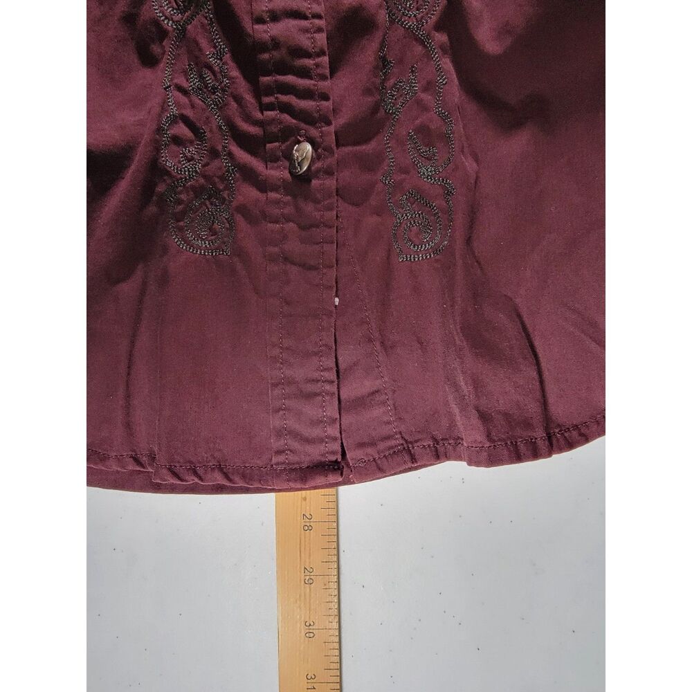 Harley Davidson Women's Maroon Long Sleeve Embroidered Button Shirt - Small - Picture 3 of 7